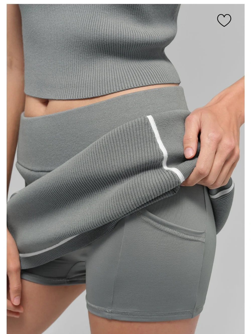 Alo yoga Ribbed Sweater Knit Highline Mini Skirt - Grey/White size S